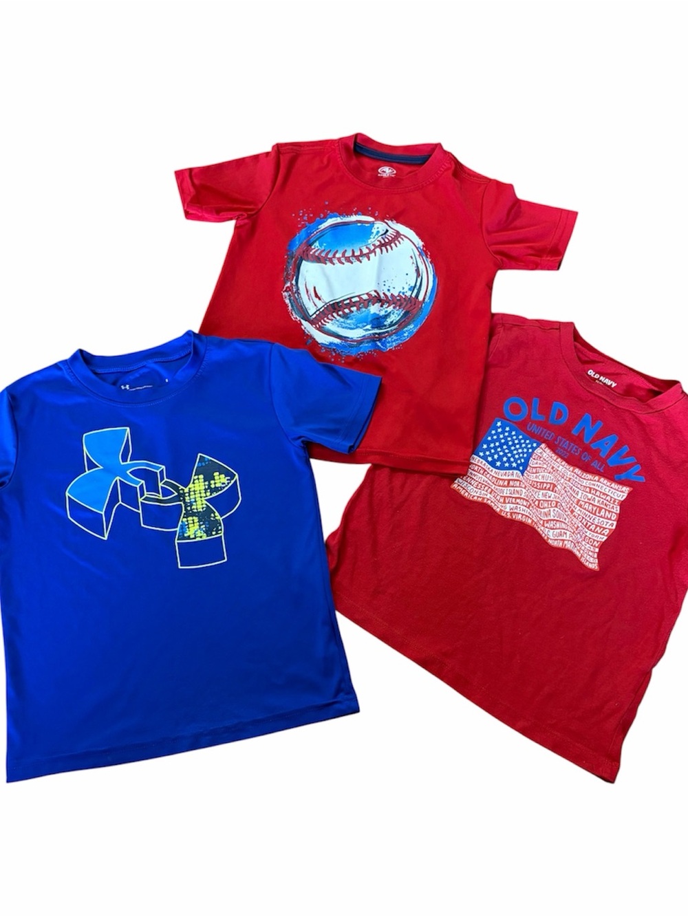 Boys 5T Summer T shirt Bundle 3 pack Under Armour + Old Navy + Baseball Tee